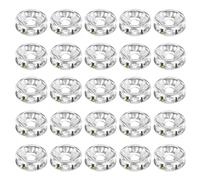 PATIKIL 8mm Rondelle Spacer Beads, 50Pcs Crystal Rhinestone Bead Spacers for Jewelry Making Necklace Bracelets Pendants DIY Craft, Silver Tone