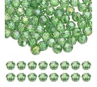 PATIKIL 8mm Round Crystal Beads, 100 Pcs Glass Faceted Ball Beads Loose Spacer Bead for Jewelry Making Bracelet Necklace Earrings Wind Chimes Craft, Grass Green