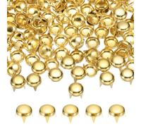 PATIKIL 8mm Round Dome Rivet, 90 Pcs Metal 4 Claw Spike Spot Stud Punk Rock Rivet Nailhead for DIY Leather Crafting for Decor Repair Clothing Belts Bags Shoes, Gold Tone