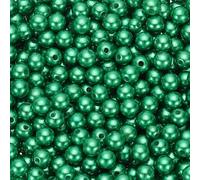 PATIKIL 8mm Round Shiny Pearl Beads, 980 Pcs Faux Pearls Loose Beads with Hole for Cosmetic Boxes DIY Parts Jewelry Making Wedding Birthday Party Home Decorating, Dark Green