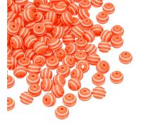 PATIKIL 8mm Round Strip Bead, Orange and White Acrylic Rainbow Beads Colorful Jewelry DIY Making Beads Supplies for Bracelets Necklaces, 100 Pcs