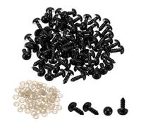 PATIKIL 8mm Safety Eyes, 200 Pcs Plastic Craft Eyes with Washers Safety Eyes for Stuffed Animals Crochet Toys Dolls DIY Craft Making, Black