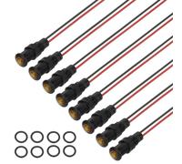 PATIKIL 8mm Yellow Signal Indicator Lights, 8 Pack AC/DC 12-24V Panel Mount Waterproof Warning Lamps for Industrial Electrical Car Motorcycles Boats Directional Dash Light, Black