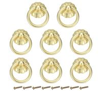 PATIKIL 8Pack Drawer Ring Pull Handles, 1.65" Zinc Alloy Hole Ring Drawers Knobs with Screws for Cupboard Drawer Dresser Closet Door, Matt Copper