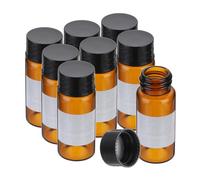 PATIKIL 8pcs 10ml Small Brown Glass Vials with Black Screw Cap, Borosilicate Glass Sample Bottles with Writing Label for Solid Liquid Powder Storage