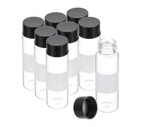PATIKIL 8pcs 15ml Small Clear Glass Vials with Black Screw Cap, Borosilicate Glass Sample Bottles with Writing Label for Solid Liquid Powder Storage