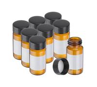 PATIKIL 8pcs 20ml Small Brown Glass Vials with Black Screw Cap, Borosilicate Glass Sample Bottles with Writing Label for Solid Liquid Powder Storage