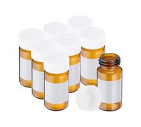 PATIKIL 8pcs 20ml Small Brown Glass Vials with White Screw Cap, Borosilicate Glass Sample Bottles with Writing Label for Solid Liquid Powder Storage