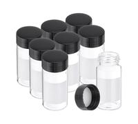 PATIKIL 8pcs 20ml Small Clear Glass Vials with Black Screw Cap, Borosilicate Glass Sample Bottles with Writing Label for Solid Liquid Powder Storage