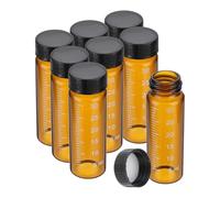 PATIKIL 8pcs 30ml Small Brown Glass Vials with Black Screw Cap, Borosilicate Glass Graduated Sample Bottles for Solid Liquid Powder Storage