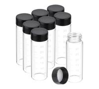 PATIKIL 8pcs 30ml Small Clear Glass Vials with Black Screw Cap, Borosilicate Glass Graduated Sample Bottles for Solid Liquid Powder Storage