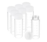 PATIKIL 8pcs 30ml Small Clear Glass Vials with White Screw Cap, Borosilicate Glass Graduated Sample Bottles for Solid Liquid Powder Storage