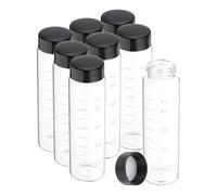 PATIKIL 8pcs 50ml Small Clear Glass Vials with Black Screw Cap, Borosilicate Glass Graduated Sample Bottles for Solid Liquid Powder Storage