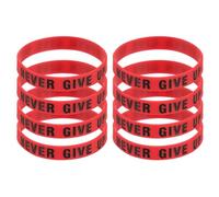 PATIKIL 8Pcs NEVER GIVE UP Motivational Wristbands, Personalized Bands with Text Silicone Wristbands Custom Rubber Bracelets for for Fitness Workouts Exercise Basketball, Red