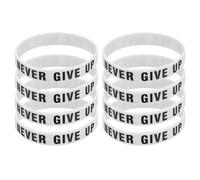 PATIKIL 8Pcs NEVER GIVE UP Motivational Wristbands, Personalized Bands with Text Silicone Wristbands Custom Rubber Bracelets for for Fitness Workouts Exercise Basketball, White