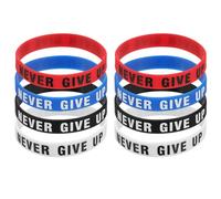 PATIKIL 8Pcs NEVER GIVE UP Motivational Wristbands, Personalized Bands with Text Silicone Wristbands Custom Rubber Bracelets for for Fitness Workouts Exercise Basketball, Multicolor