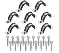 PATIKIL 8Pcs Pipe Clamps, 1-1/2 Inch 304 Stainless Steel Rubber Cushioned U Bracket Conduit Clamps Pipe Strap Wire Clips with Hexagonal Screw for Tube Hose Cord Installation, 38mm