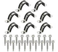 PATIKIL 8Pcs Pipe Clamps, 1-1-4 Inch 304 Stainless Steel Rubber Cushioned U Bracket Conduit Clamps Pipe Strap Wire Clips with Hexagonal Screw for Tube Hose Cord Installation, 32mm