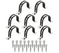 PATIKIL 8Pcs Pipe Clamps, 2-3/16 Inch 304 Stainless Steel Rubber Cushioned U Bracket Conduit Clamps Pipe Strap Wire Clips with Hexagonal Screw for Tube Hose Cord Installation, 55mm