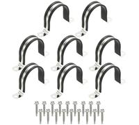 PATIKIL 8Pcs Pipe Clamps, 2-3/8 Inch 304 Stainless Steel Rubber Cushioned U Bracket Conduit Clamps Pipe Strap Wire Clips with Hexagonal Screw for Tube Hose Cord Installation, 60mm