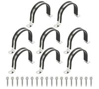 PATIKIL 8Pcs Pipe Clamps, 3 Inch 304 Stainless Steel Rubber Cushioned U Bracket Conduit Clamps Pipe Strap Wire Clips with Hexagonal Screw for Tube Hose Cord Installation, 77mm