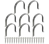 PATIKIL 8Pcs Pipe Clamps, 5-1/8 Inch 304 Stainless Steel Rubber Cushioned U Bracket Conduit Clamps Pipe Strap Wire Clips with Hexagonal Screw for Tube Hose Cord Installation, 130mm
