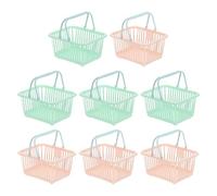 PATIKIL 8PCS Small Plastic Basket,Mini Storage Basket Grocery Tiny Shopping Baskets with Handle Organizer Filtered Water for Organizing Toys Fruits Veggies Snacks, Green Pink