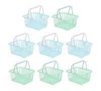 PATIKIL 8PCS Small Plastic Basket,Mini Storage Basket Grocery Tiny Shopping Baskets with Handle Organizer Filtered Water for Organizing Toys Fruits Veggies Snacks, Blue Green