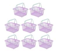 PATIKIL 8PCS Small Plastic Basket,Mini Storage Basket Grocery Tiny Shopping Baskets with Handle Organizer Filtered Water for Organizing Toys Fruits Veggies Snacks, Purple