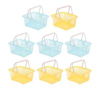 PATIKIL 8PCS Small Plastic Basket,Mini Storage Basket Grocery Tiny Shopping Baskets with Handle Organizer Filtered Water for Organizing Toys Fruits Veggies Snacks, Blue Yellow