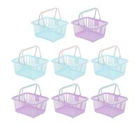 PATIKIL 8PCS Small Plastic Basket,Mini Storage Basket Grocery Tiny Shopping Baskets with Handle Organizer Filtered Water for Organizing Toys Fruits Veggies Snacks, Blue Purple