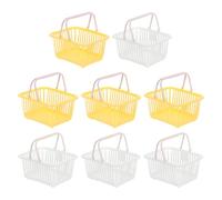 PATIKIL 8PCS Small Plastic Basket,Mini Storage Basket Grocery Tiny Shopping Baskets with Handle Organizer Filtered Water for Organizing Toys Fruits Veggies Snacks, White Yellow