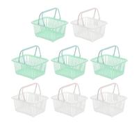 PATIKIL 8PCS Small Plastic Basket,Mini Storage Basket Grocery Tiny Shopping Baskets with Handle Organizer Filtered Water for Organizing Toys Fruits Veggies Snacks, White Green