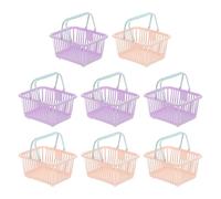 PATIKIL 8PCS Small Plastic Basket,Mini Storage Basket Grocery Tiny Shopping Baskets with Handle Organizer Filtered Water for Organizing Toys Fruits Veggies Snacks, Pink Purple