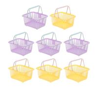 PATIKIL 8PCS Small Plastic Basket,Mini Storage Basket Grocery Tiny Shopping Baskets with Handle Organizer Filtered Water for Organizing Toys Fruits Veggies Snacks, Purple Yellow
