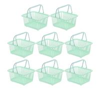 PATIKIL 8PCS Small Plastic Basket,Mini Storage Basket Grocery Tiny Shopping Baskets with Handle Organizer Filtered Water for Organizing Toys Fruits Veggies Snacks, Green