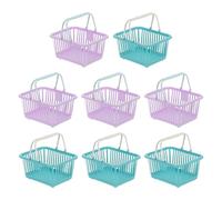 PATIKIL 8PCS Small Plastic Basket,Mini Storage Basket Grocery Tiny Shopping Baskets with Handle Organizer Filtered Water for Organizing Toys Fruits Veggies Snacks, Purple Cyan