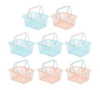 PATIKIL 8PCS Small Plastic Basket,Mini Storage Basket Grocery Tiny Shopping Baskets with Handle Organizer Filtered Water for Organizing Toys Fruits Veggies Snacks, Blue Pink