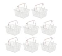 PATIKIL 8PCS Small Plastic Basket,Mini Storage Basket Grocery Tiny Shopping Baskets with Handle Organizer Filtered Water for Organizing Toys Fruits Veggies Snacks, White