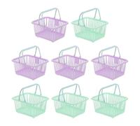 PATIKIL 8PCS Small Plastic Basket,Mini Storage Basket Grocery Tiny Shopping Baskets with Handle Organizer Filtered Water for Organizing Toys Fruits Veggies Snacks, Purple Green