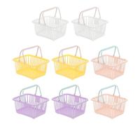 PATIKIL 8PCS Small Plastic Basket,Mini Storage Basket Grocery Tiny Shopping Baskets with Handle Organizer Filtered Water for Organizing Toys Fruits Veggies Snacks, White Pink Purple Yellow