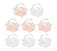 PATIKIL 8PCS Small Plastic Basket,Mini Storage Basket Grocery Tiny Shopping Baskets with Handle Organizer Filtered Water for Organizing Toys Fruits Veggies Snacks, White Pink