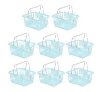 PATIKIL 8PCS Small Plastic Basket,Mini Storage Basket Grocery Tiny Shopping Baskets with Handle Organizer Filtered Water for Organizing Toys Fruits Veggies Snacks, Blue