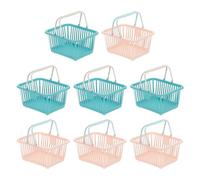 PATIKIL 8PCS Small Plastic Basket,Mini Storage Basket Grocery Tiny Shopping Baskets with Handle Organizer Filtered Water for Organizing Toys Fruits Veggies Snacks, Pink Cyan