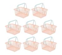 PATIKIL 8PCS Small Plastic Basket,Mini Storage Basket Grocery Tiny Shopping Baskets with Handle Organizer Filtered Water for Organizing Toys Fruits Veggies Snacks, Pink