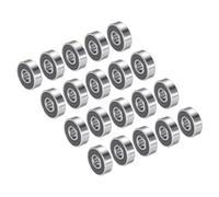 PATIKIL 8x22x7mm Skateboard Bearing, 20 Pack 608-2RS Steel Ball Bearings Double Rubber Sealed Shielded Miniature for Scooters Roller Skates, Silver&Black