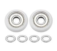 PATIKIL 8x28x12mm Ball Bearing Guide Pulley Roller Kit, 2Pcs Nylon Round Wheel Double Metal Sealed Roller Idler Bearing Pulley with 4Pcs Gaskets for Door Furniture Gym Accessories, White