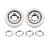 PATIKIL 8x28x13mm Ball Bearing Guide Pulley Roller Kit, 2Pcs Nylon Round Wheel Double Metal Sealed Roller Idler Bearing Pulley with 4Pcs Gaskets for Door Furniture Gym Accessories, White