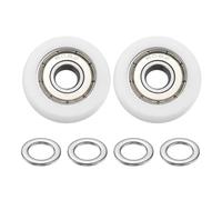 PATIKIL 8x30x10mm Ball Bearing Guide Pulley Roller Kit, 2Pcs Nylon Round Wheel Double Metal Sealed Roller Idler Bearing Pulley with 4Pcs Gaskets for Door Furniture Gym Accessories, White
