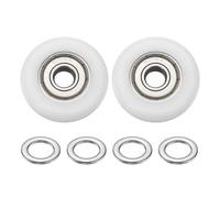 PATIKIL 8x31.5x9mm Ball Bearing Guide Pulley Roller Kit, 2Pcs Nylon Round Wheel Double Metal Sealed Roller Idler Bearing Pulley with 4Pcs Gaskets for Door Furniture Gym Accessories, White